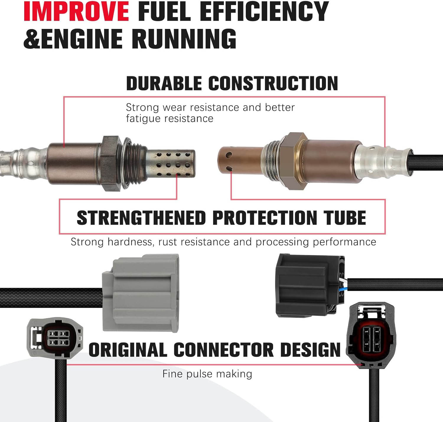 Oxygen Sensor Upstream and Downstream for Mazda 3 2006 2007 2008 2009 2.0L 2.3L, O2 Sensor Replacement, 2PCS