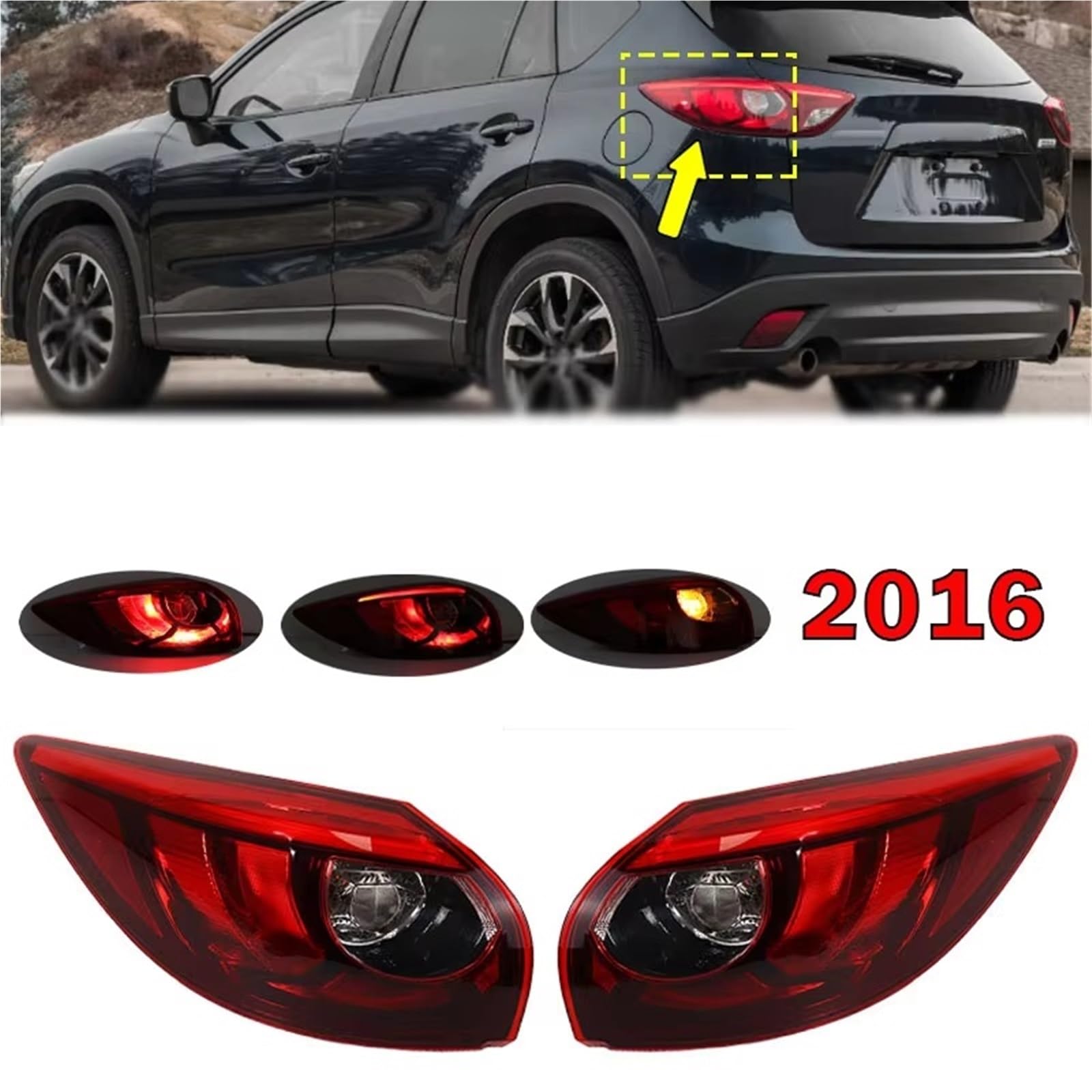 Fari Posteriori Auto Per Mazda Cx-5 2016 Gruppo Fanale Posteriore MA2804119 Accessori Auto A LED Lampada Di Retromarcia Arresto Del Freno Fanali Posteriori Rimorchio(Sinistra)