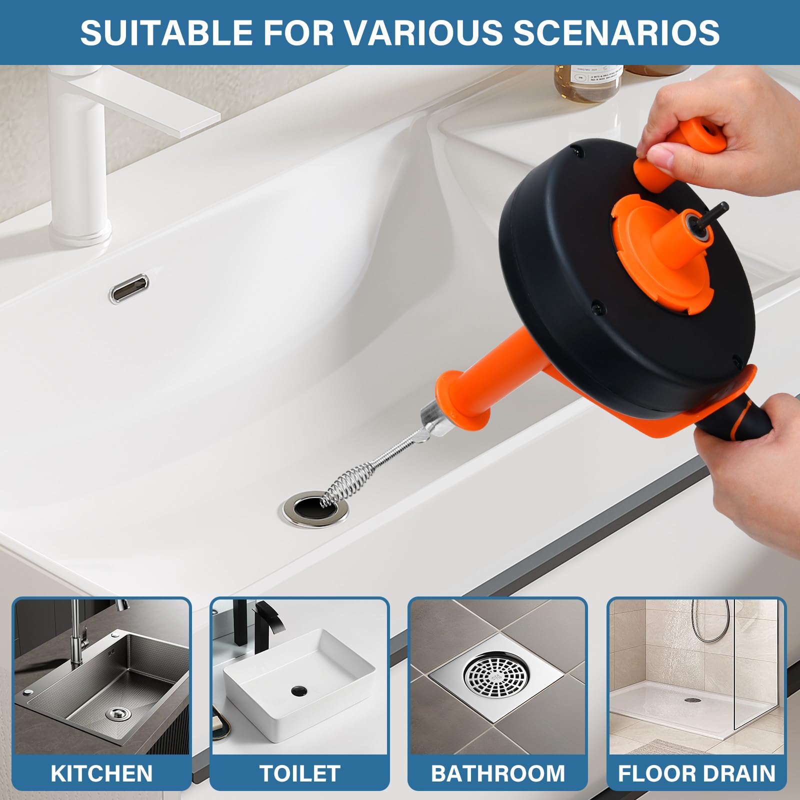 Furet Deboucheur Canalisation Avec Foret 13m, IdéAl Pour Le Nettoyage éCologique Des Drains Furet Deboucheur, Efficace Contre Le Blocage Destop Deboucheur Canalisation
