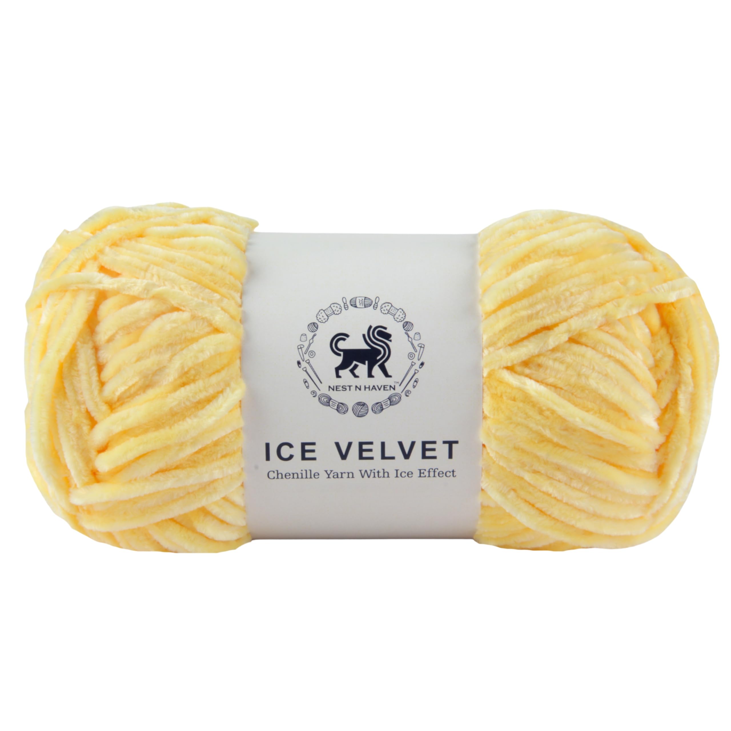 NESTNHAVEN, Ice Velvet, Chenille Yarn Supersoft Hand Knitting Wool Ball, (1 Ball/100 Gram Each) Ball Suitable for Craft, Babywear, Baby Blankets, 4 Medium, Shade no - NNHIV (Yellow) (B0DBNCFHMQ) Amazon Price History, Amazon Price Tracker