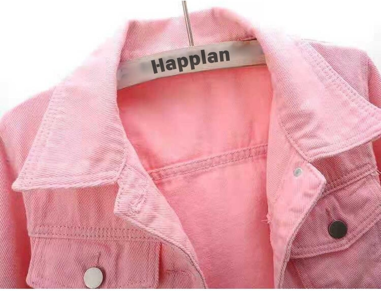 happlan Women's 3/4 Sleeve Short Denim Jacket Lapel Button Down Cropped Trucker Jean Jackets Coats - Image 5
