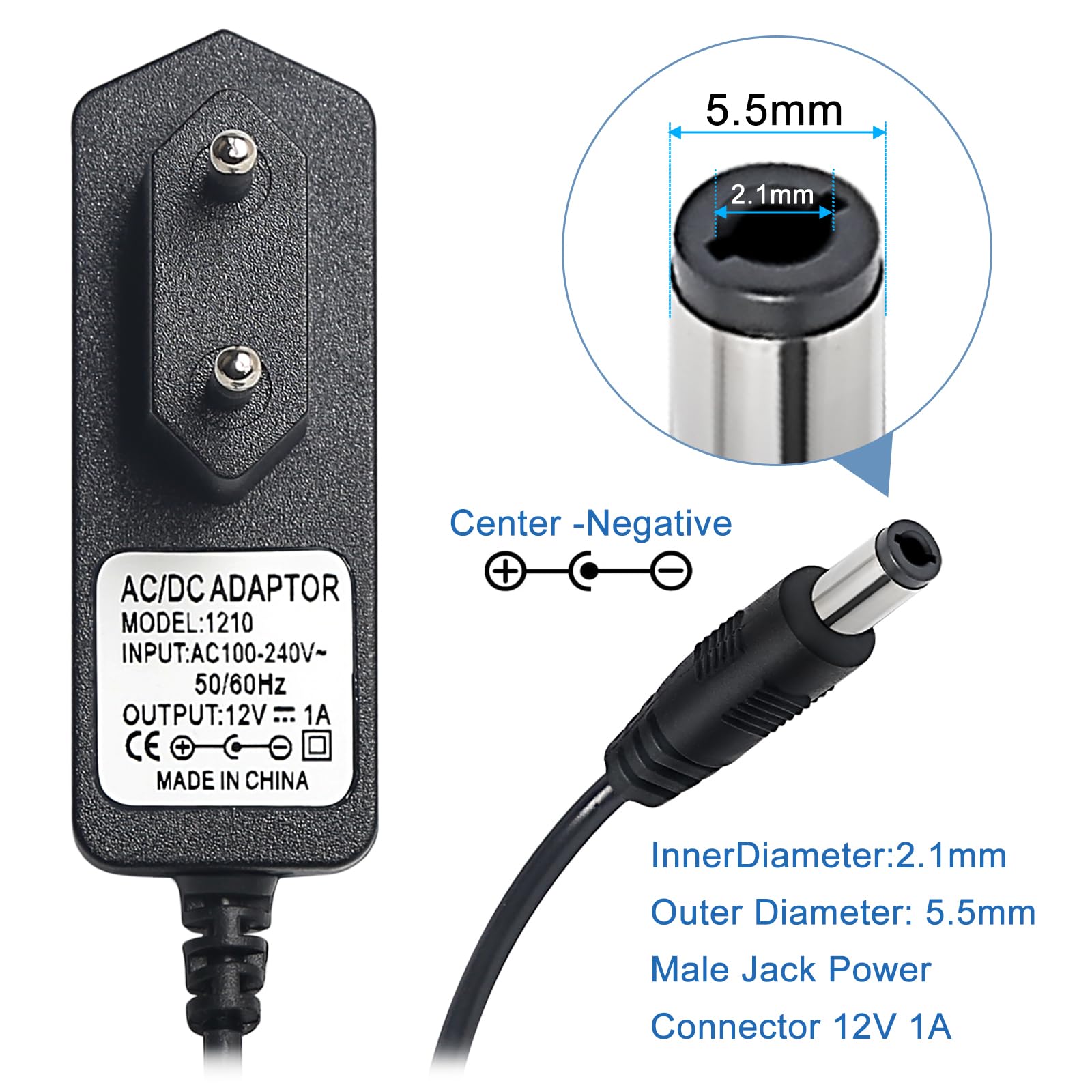 DMX akcesoria do konsoli 12 V DC, zasilacz 12 V do pedałów gitarowych, 12 V, 1000 mA, kabel do ładowania do fortepianu, keyboardu, efektów gitarowych, adapterów, elektrody ujemnej
