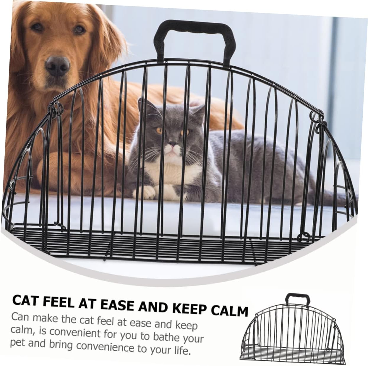 Scratch-Resistant Metal Cat Bathing Cage Stainless Steel PET Shower Coop for Cats and Kittens for Grooming and Washing Indoor Use