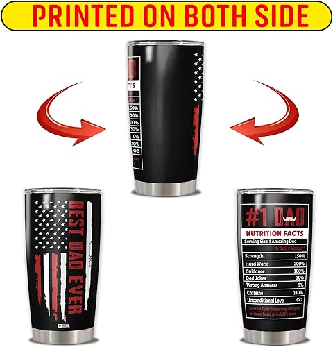 Miniatura 6 de Taza de viaje con tapa para papá con diseño de bandera estadounidense, aislada al vacío, 20 onzas, regalos de cumpleaños, Navidad, para los mejores