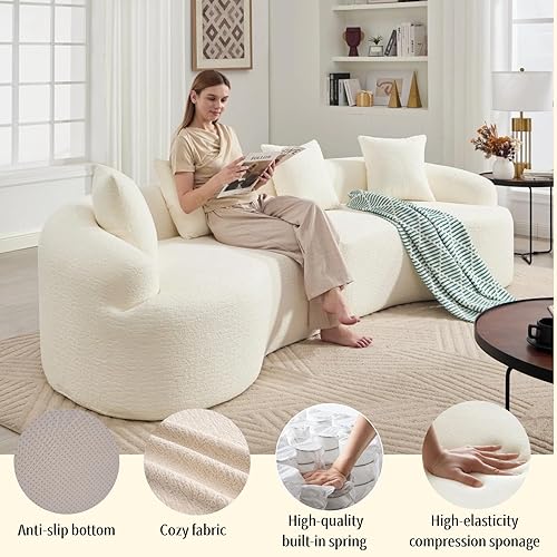 Miniatura 3 de Sofá modular curvo de 110 pulgadas con 4 plazas, sofá curvo para sala de estar, sofá modular moderno, sofá deshuesado, tela de felpilla de grano de