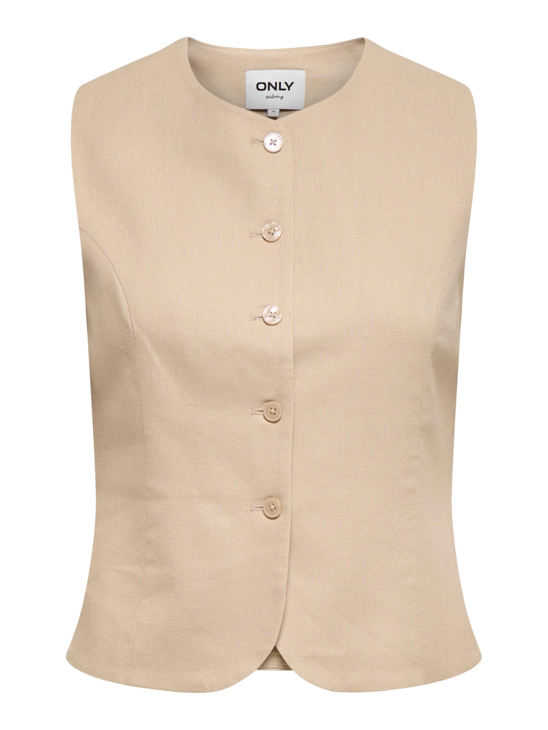 ONLY Onlgoa S/L Linen Bl Waistcoat CC TLR, Oxford Tan, 42 Donna