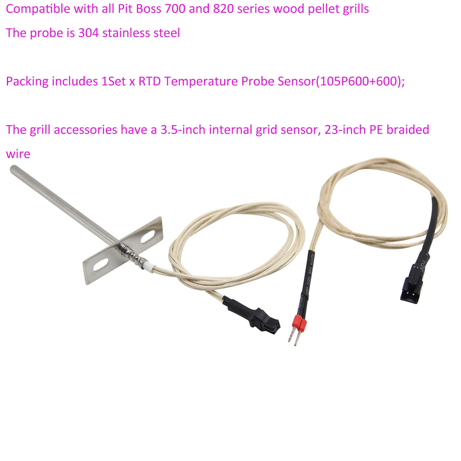 RTD Temperature Sensor Probe Replacement For Pit Boss 700 & 820 Series Pellet Grills