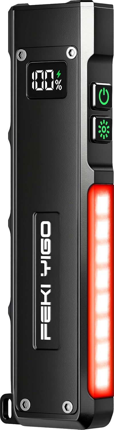 Feki Yigo Flat EDC Flashlight Rechargeable 1800 Lumens(Black)