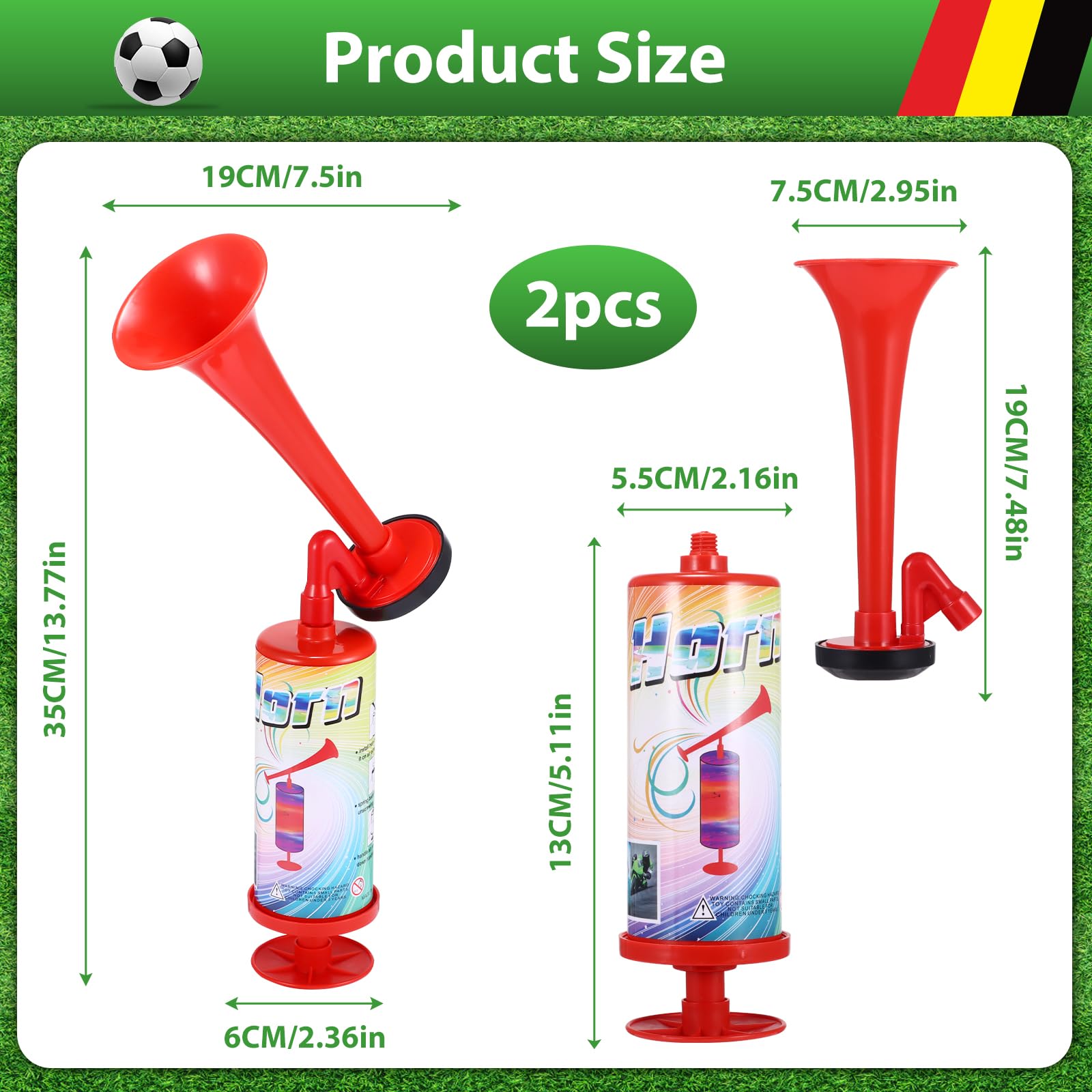 Lot de 2 Corne de Brume Corne de Supporter