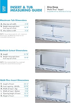 Walk-Thru Insert Accessibility Kit - Bath to Shower Conversion, White (Wide)