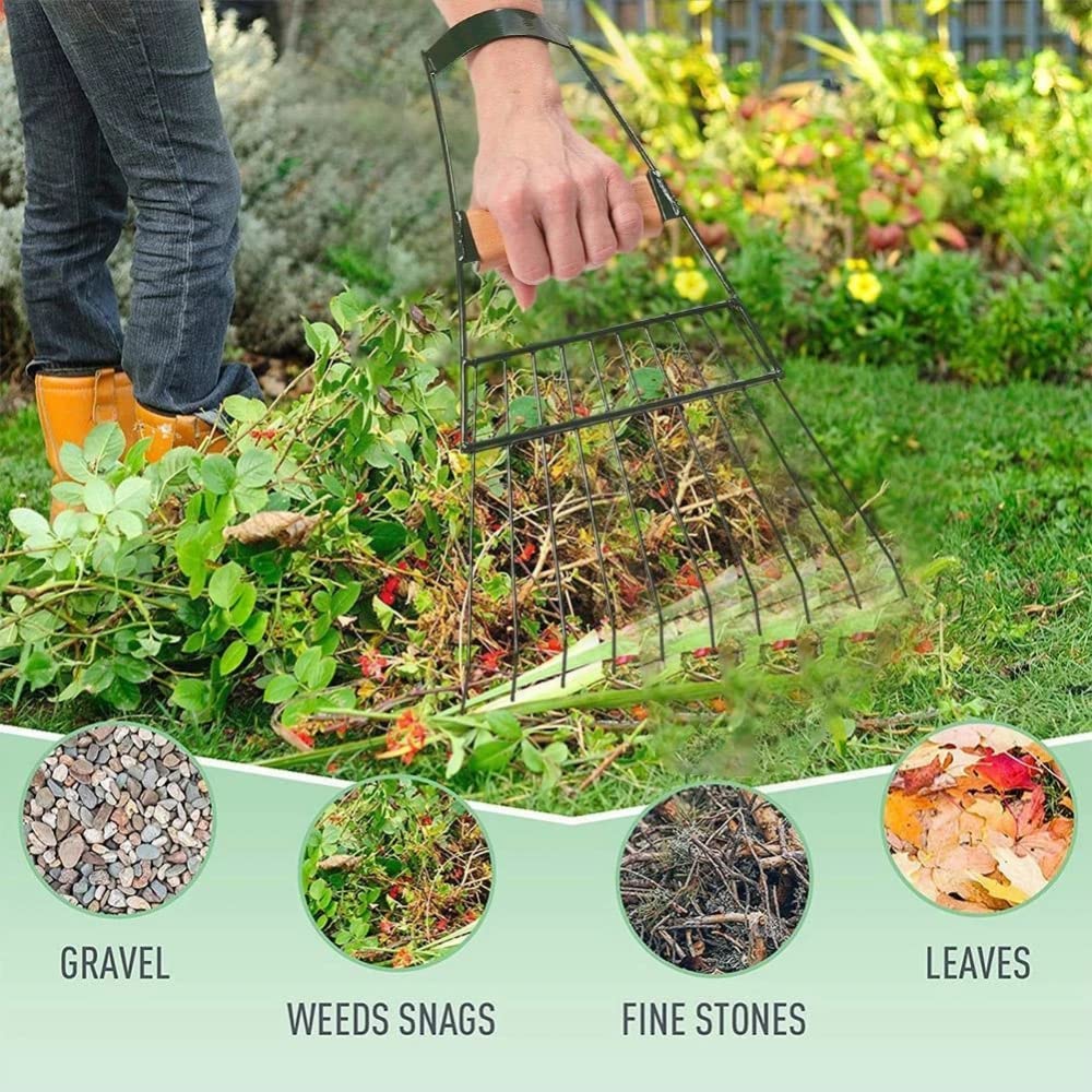 YXSH Große Handrechen Grasrechen Werkzeuge Garten Hof Schmiedearbeiten Weihnachtsblätter Werkzeuge Werkzeuge Geschenk Fallen Outdoor Rechen Reinigung