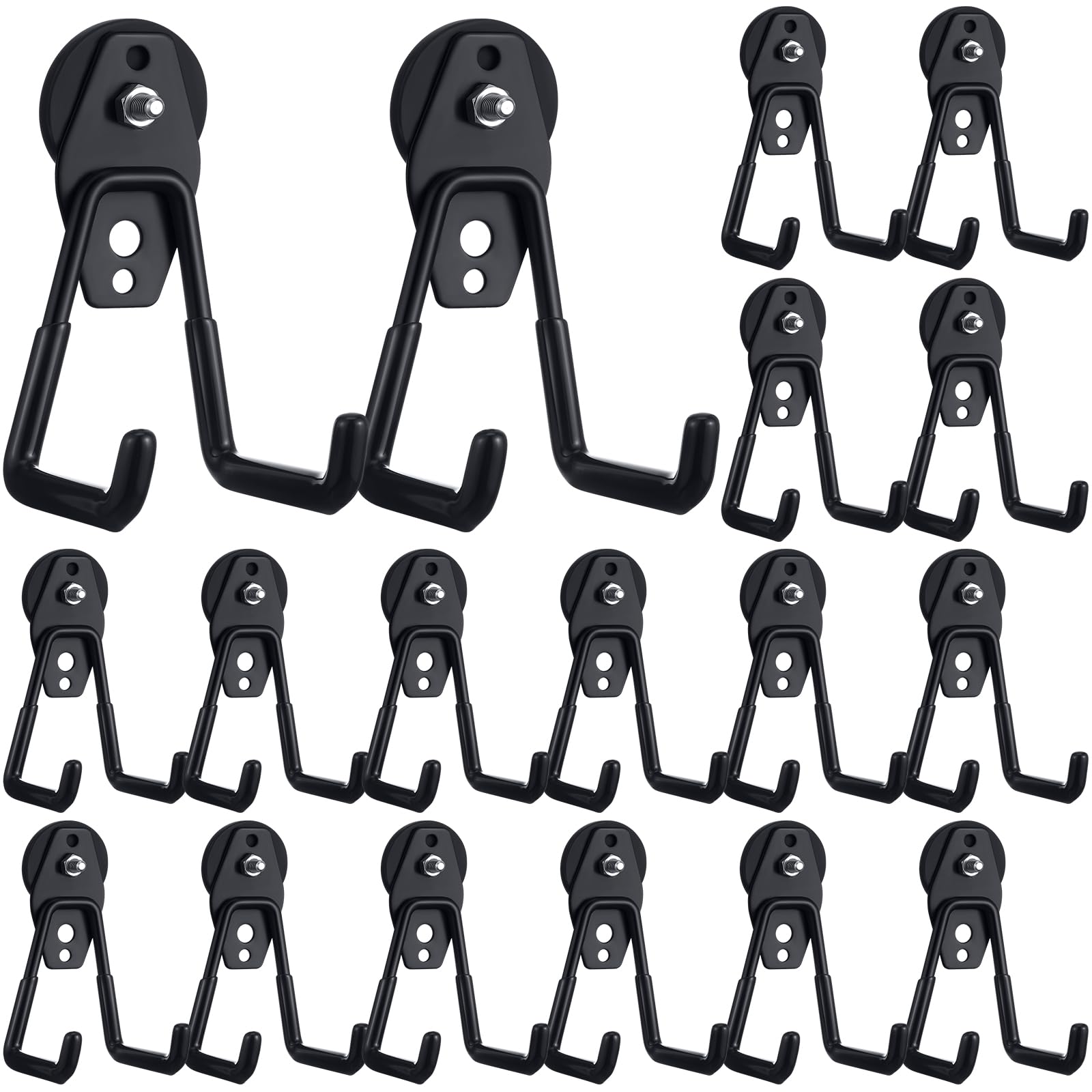 Landhoow 18 Pcs Large Magnetic Hooks Heavy Duty Magnet Hooks, Black