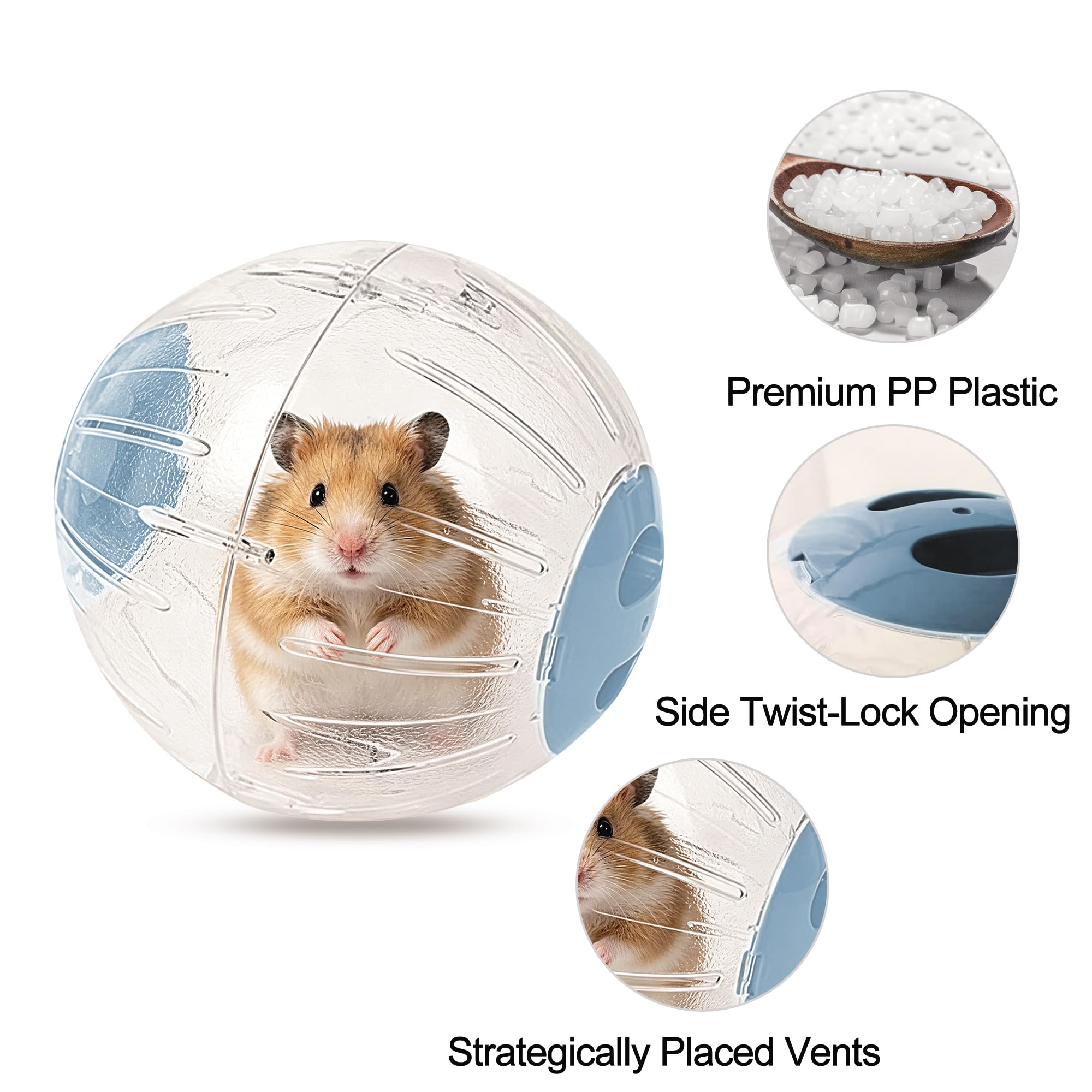Balle de course transparente pour hamster, 18 cm, pour soulager l'ennui, pour cochon d'Inde, rat, gerbille, hérisson, petits animaux de compagnie, bleu