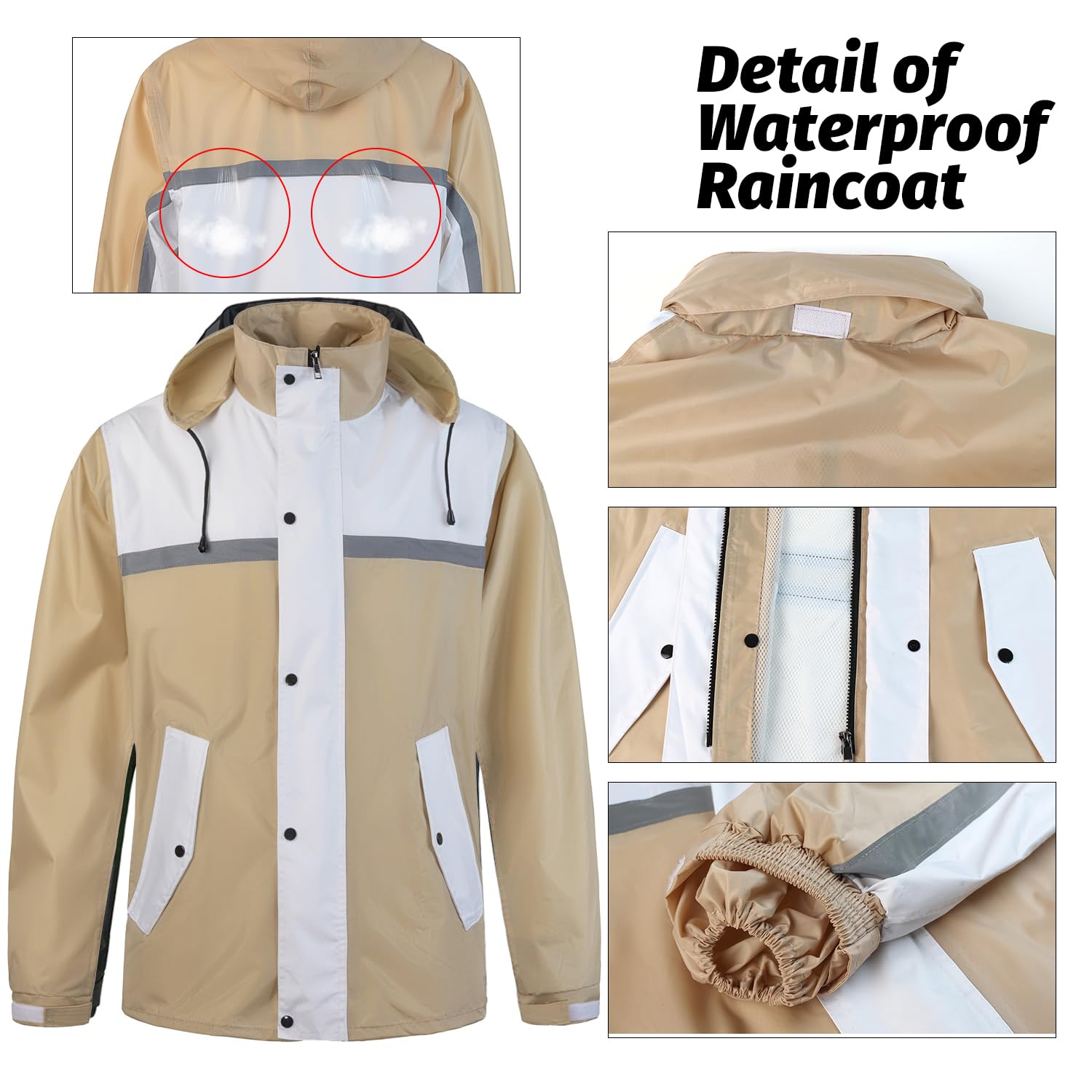 Combinaison de Pluie Imperméable Homme Ensemble de Pluie Coupe Vent Ensemble Veste et Pantalon Imperméables 2 Pièces Manteau Vêtements de Pluie