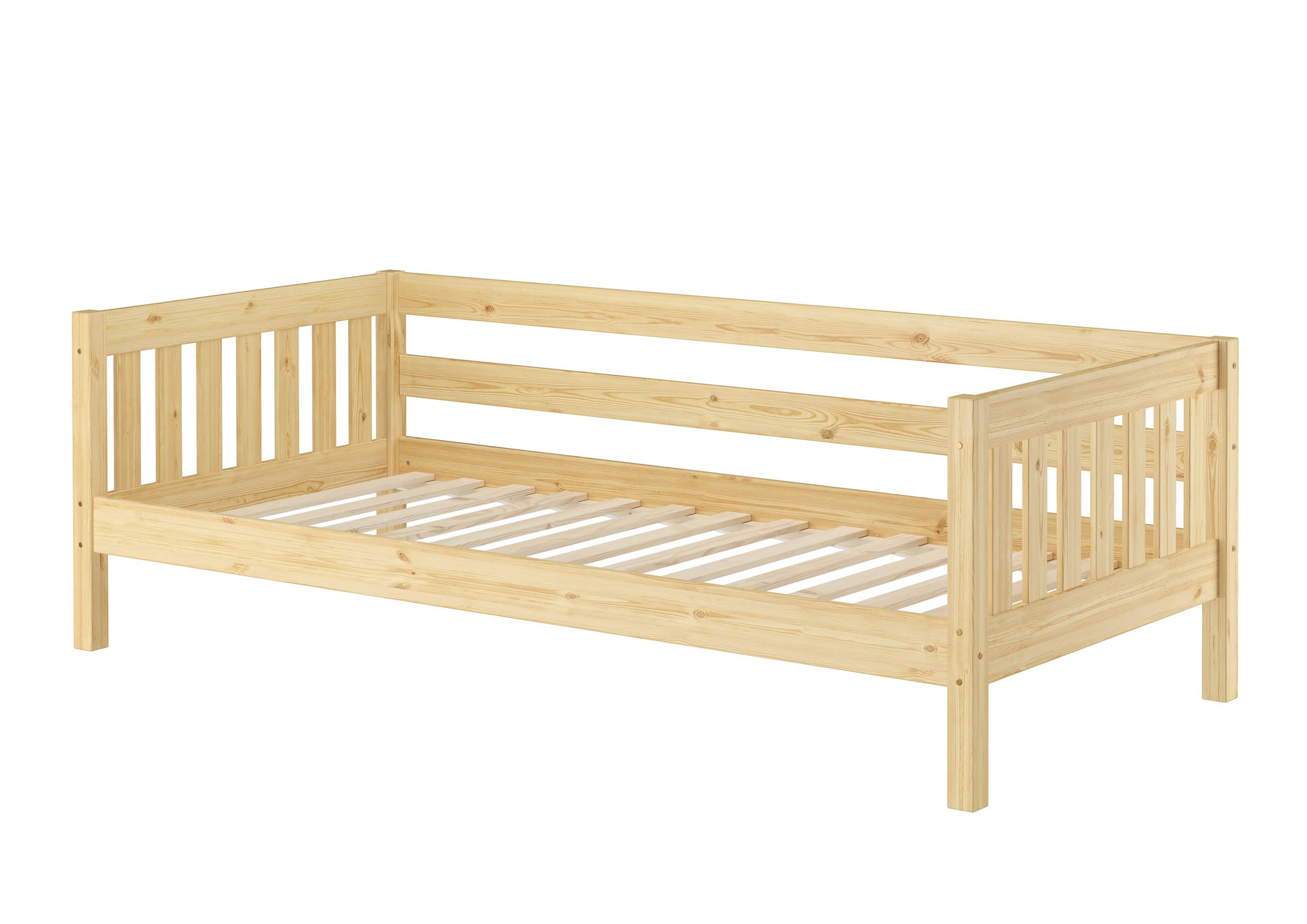 Erst-Holz®Gemütliches Kinderbett mit Dreiseitiger Sicherung 90 x 200 cm KieferRollrost inkl.