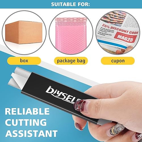 Miniatura 34 de DIYSELF Cortadores de caja, paquete de 24 cortadores de cajas retráctiles, cuchillo cortador de caja con hoja de afeitar de un solo filo, cuchillo
