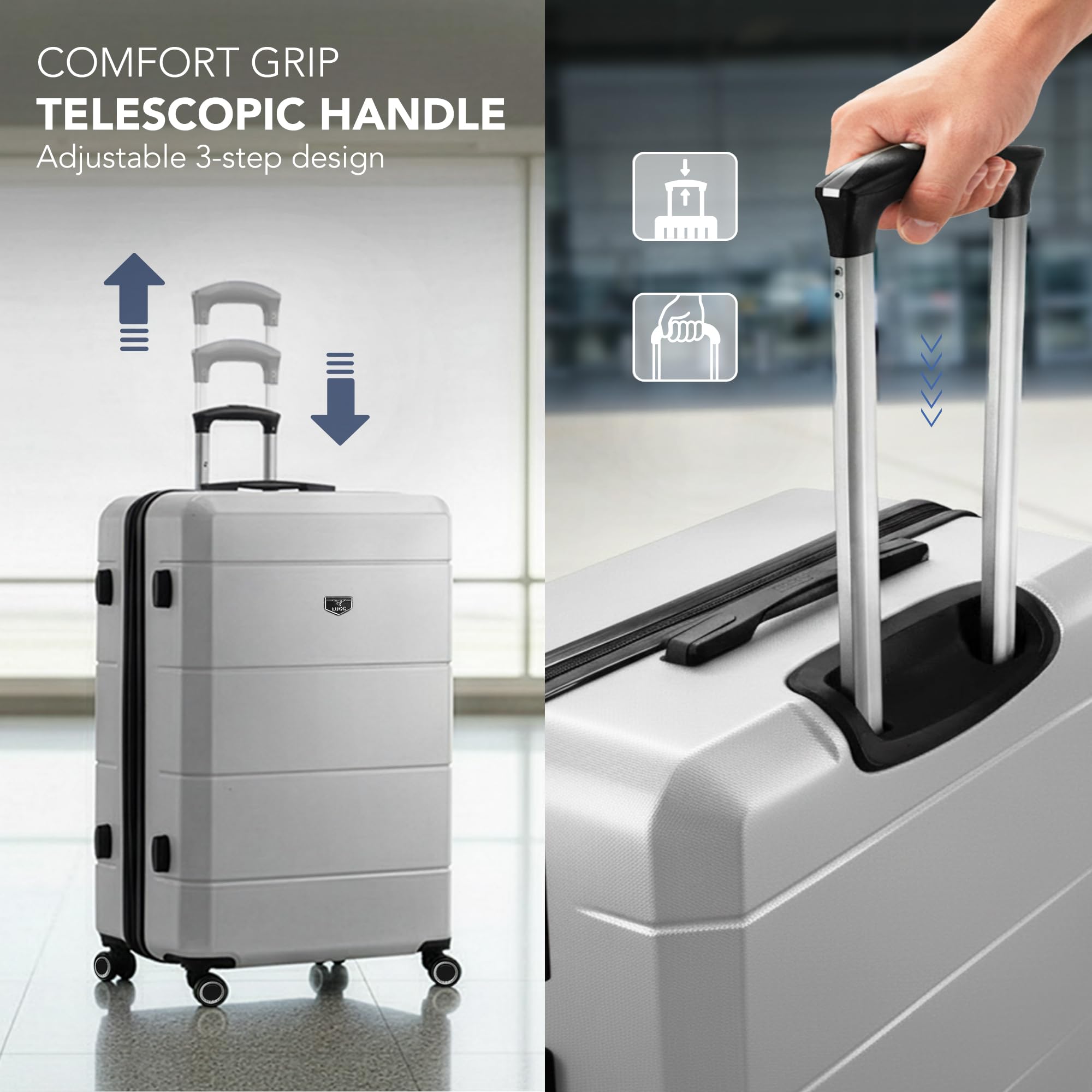LUGG - Jetset 40cm Suitcase - 40x30x20cm- Ryanair Compatible - Underseat Size - Hard Shell ABS - Spinner & Removable Wheels - Lightweight Travel Luggage- Cream/Brown — view 208