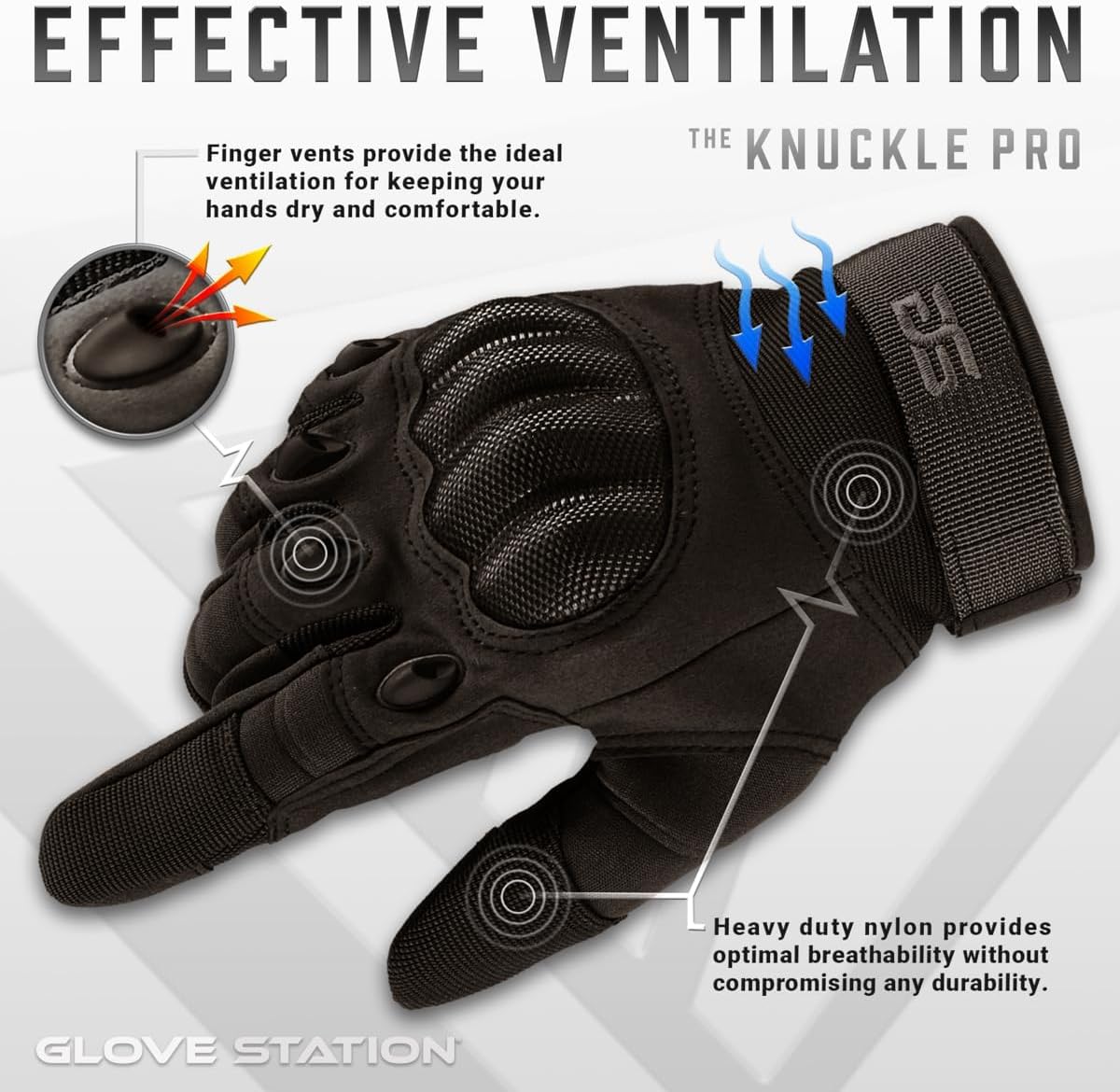 Glove Station Tactical Gloves for Men – Touchscreen Utility Gear with Hard Knuckle Protection Used in Motorcycle, Airsoft, Combat, Police, Shooting & Outdoor Work Black - Hard Knuckle Small - Image 3