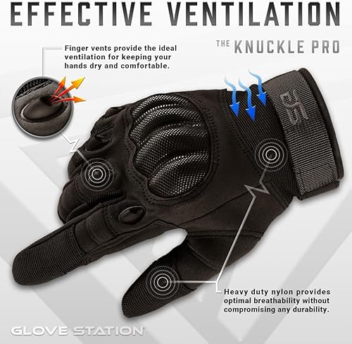 Miniatura 3 de Glove Station - Guantes tácticos unisex de nudillos duros, con dedos para pantalla táctil, guantes duraderos y cómodos para exteriores, trabajo,