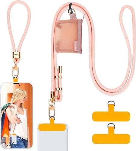 Vista 32 de Cordón para teléfono y correas para la muñeca, cordón ajustable para teléfono celular con cartera desmontable, cordón para iPhone de 0.315 pulgadas