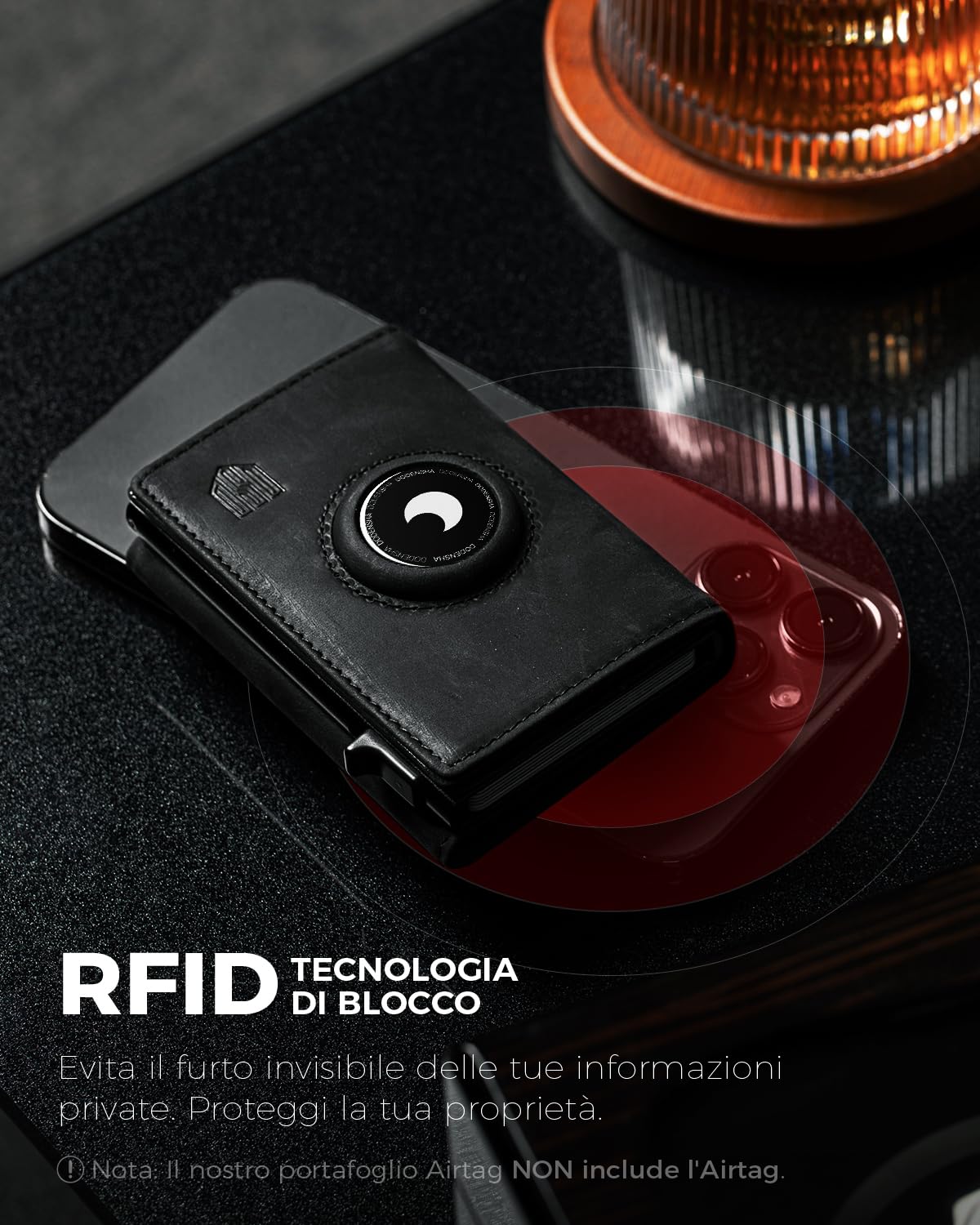 DODENSHA Portafoglio Airtag con Portamonete | Slim Portafoglio 10+ Carte | Protezione RFID | Porta Carte di Credito Uomo | Portafoglio Uomo Piccolo | Moero Portafoglio | Senza AIRTAG | Cavallino Nero