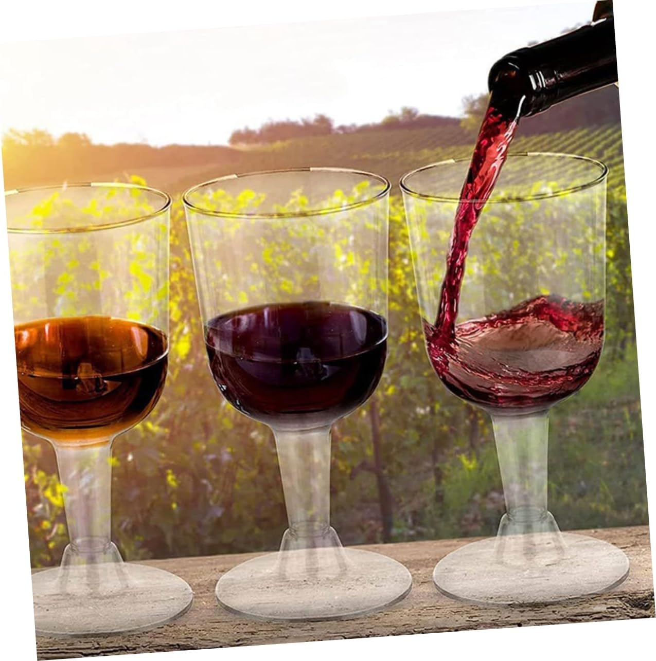 6oz Detachable Bottom Plastic Wine Cups 48 Pack Clear Beverage Cups for Goblet Cocktail Festival