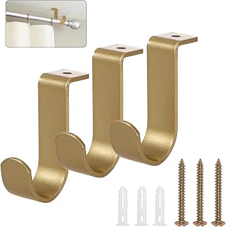Sumnachon 3Pcs Ceiling Mount Curtain Rod Brackets for 5/8-1 Inch Rod,Gold