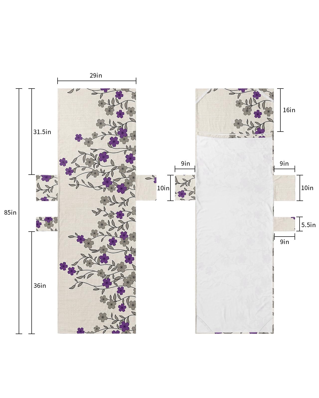 Purple Grey Weeping Floral Beach Lounge Chair Towel Cover, Soft Chaise Lounge Towel with Side Pockets Patio Pool Chairs Cover for Beach/Pool Sunbathing 29x85 Chic Summer Botanical Rustic