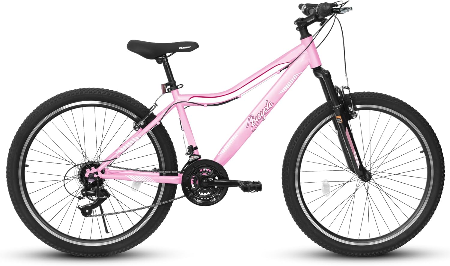 24/26 Inch Mountain Bike, High Density Carbon Steel Frame Girls Bike with 21-Speed Front Suspension Dual V-Brakes, Bike for Teenagers Girls Womens Bicycle