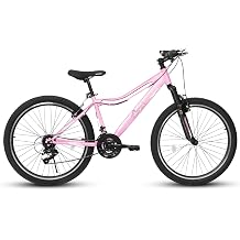 Youth Unisex Mountain Bike, 21 Speed Shifter, High Density Carbon Steel Frame, Front Suspension Fork, Dual V Brakes, 80% Pre-Assembled for Teenagers Boys Girls