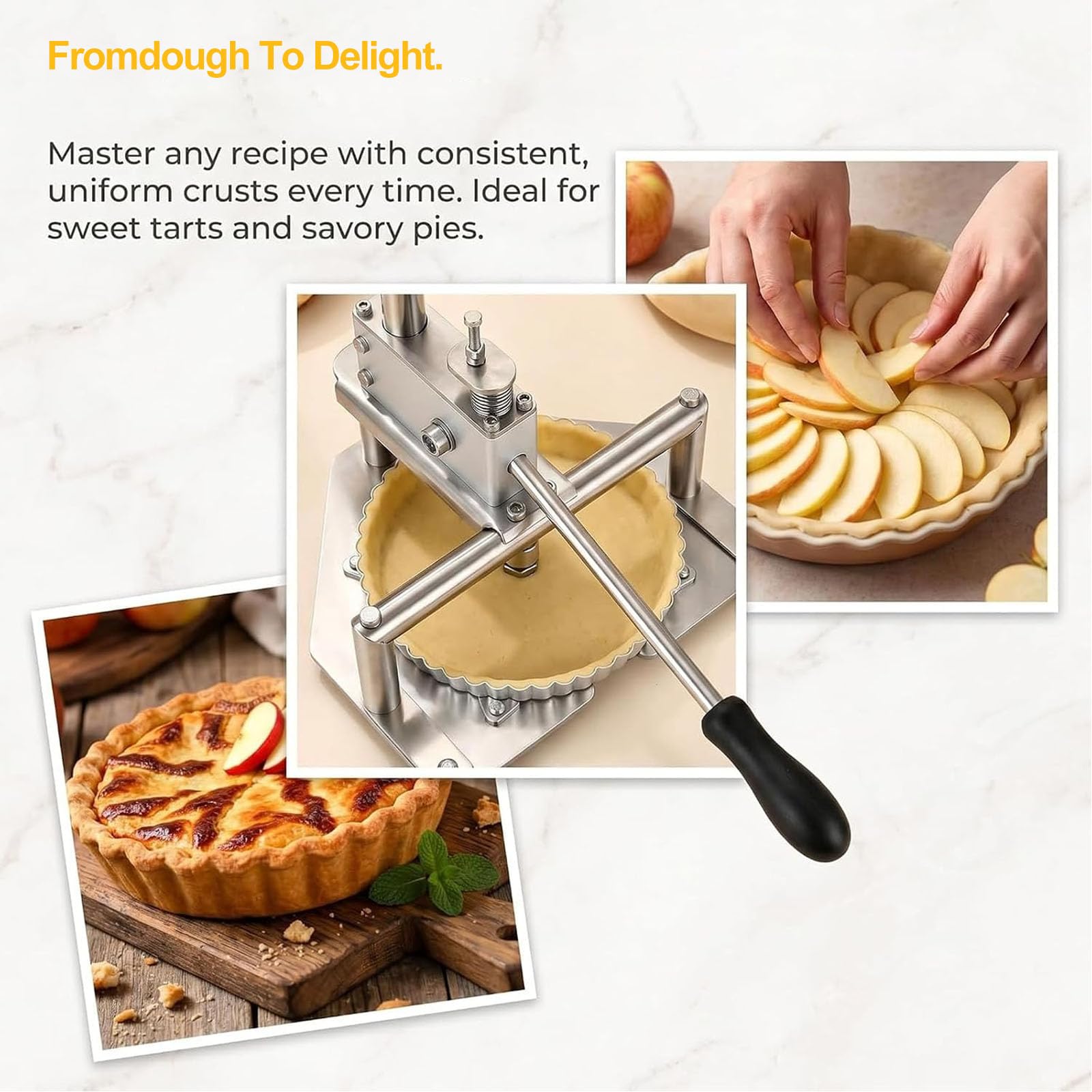 Pressa Manuale per Impasto Pizza, Pressa per Pizza in Acciaio Inox, Spessore Dellimpasto Regolabile, Ritorno Automatico, per Pizzerie, Snack Bar, Panetterie E Panifici