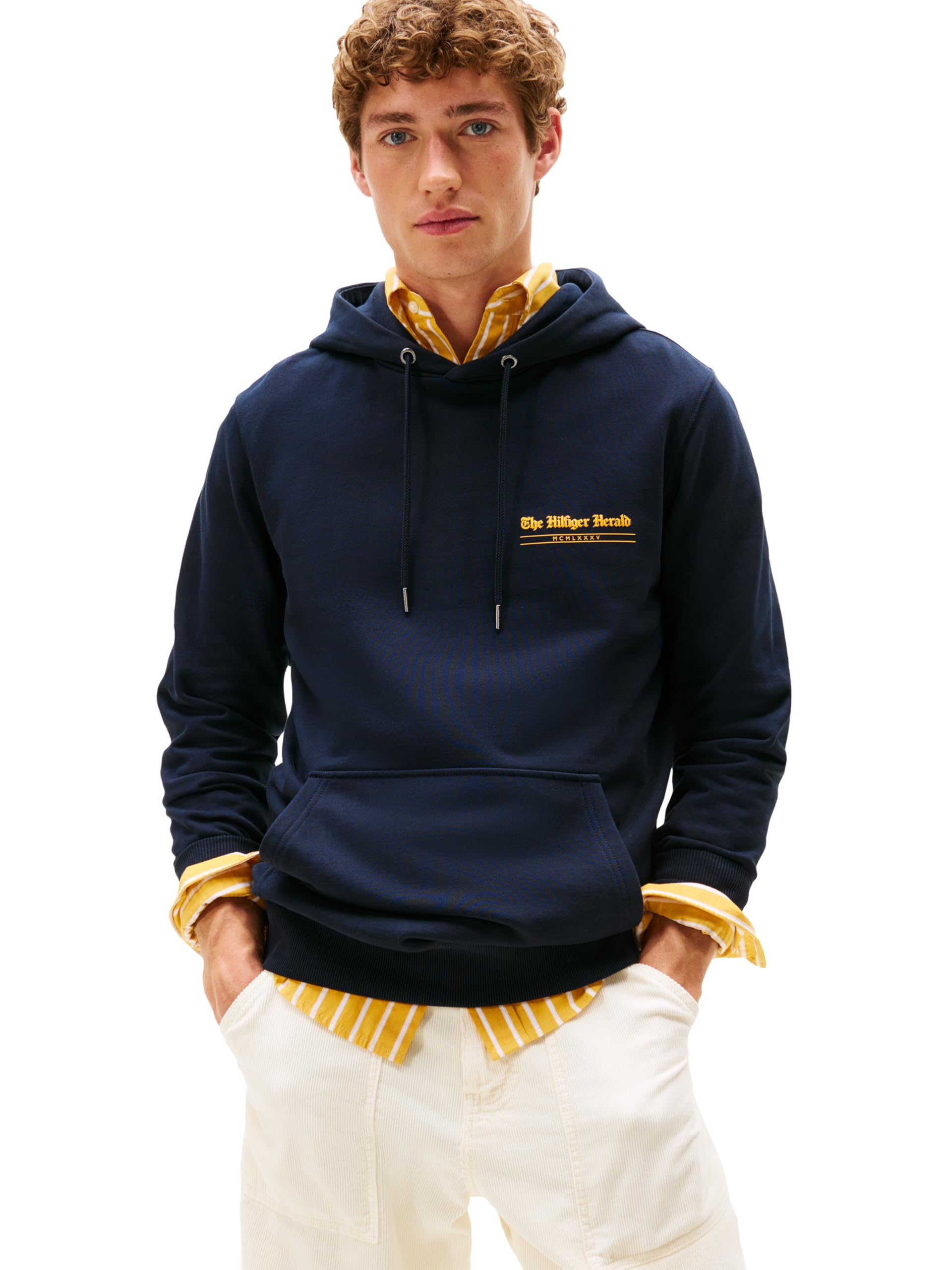 Men's Medium Weight Cotton Hoodie With Signature Graphic Herald Logo