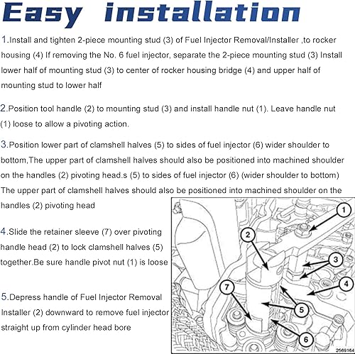 Miniatura 4 de Extractor de inyector de combustible 9010 para motor diesel Cummins de 5.9L y 6.7L/Dodge Ram Truck1500 2500 3500 4500 # 9010A 9010B