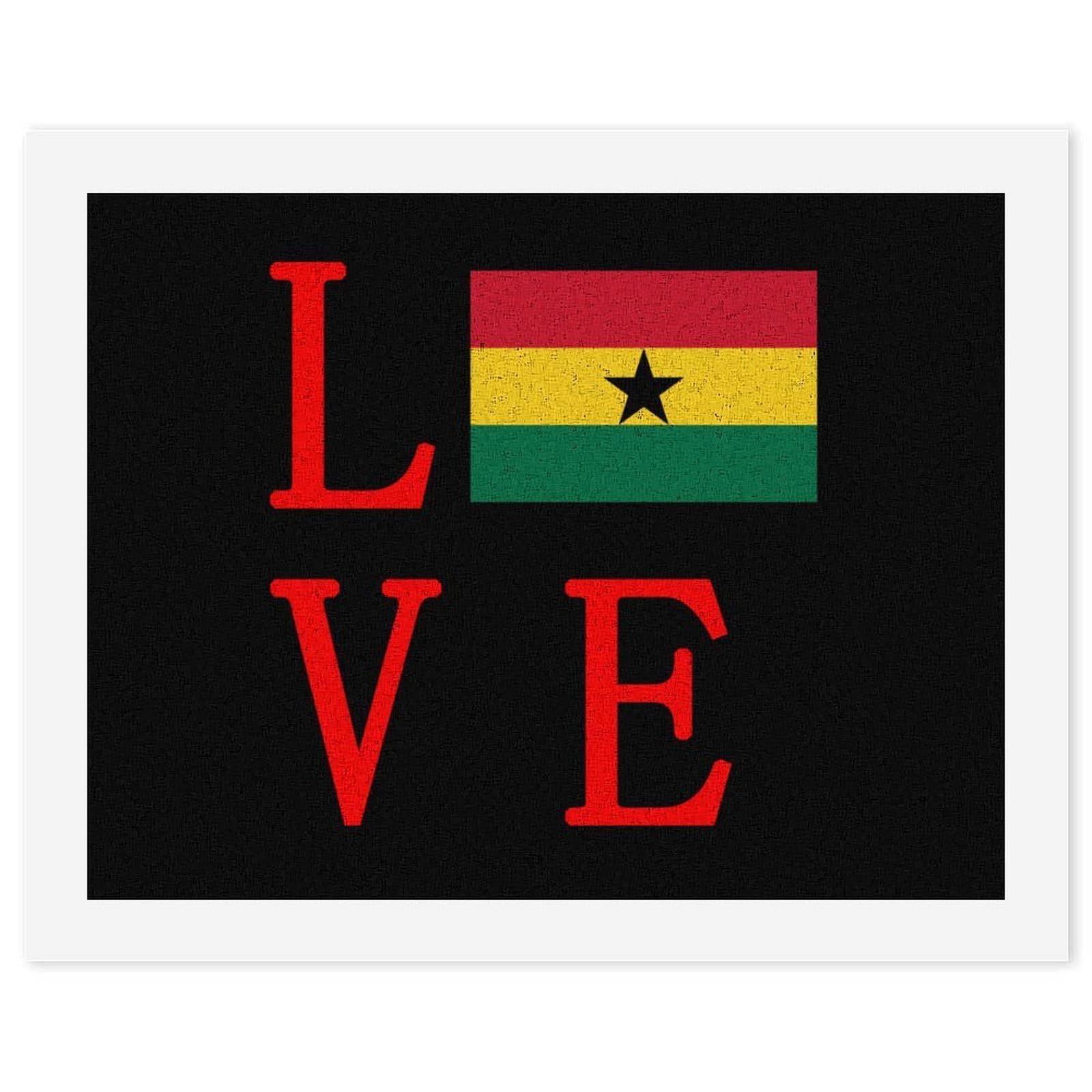 Malen nach Zahlen, Motiv: Ghana-Flagge, bedruckt, für Erwachsene, Anfänger, bunt, DIY, einfaches Malen für Zuhause, Wanddekoration