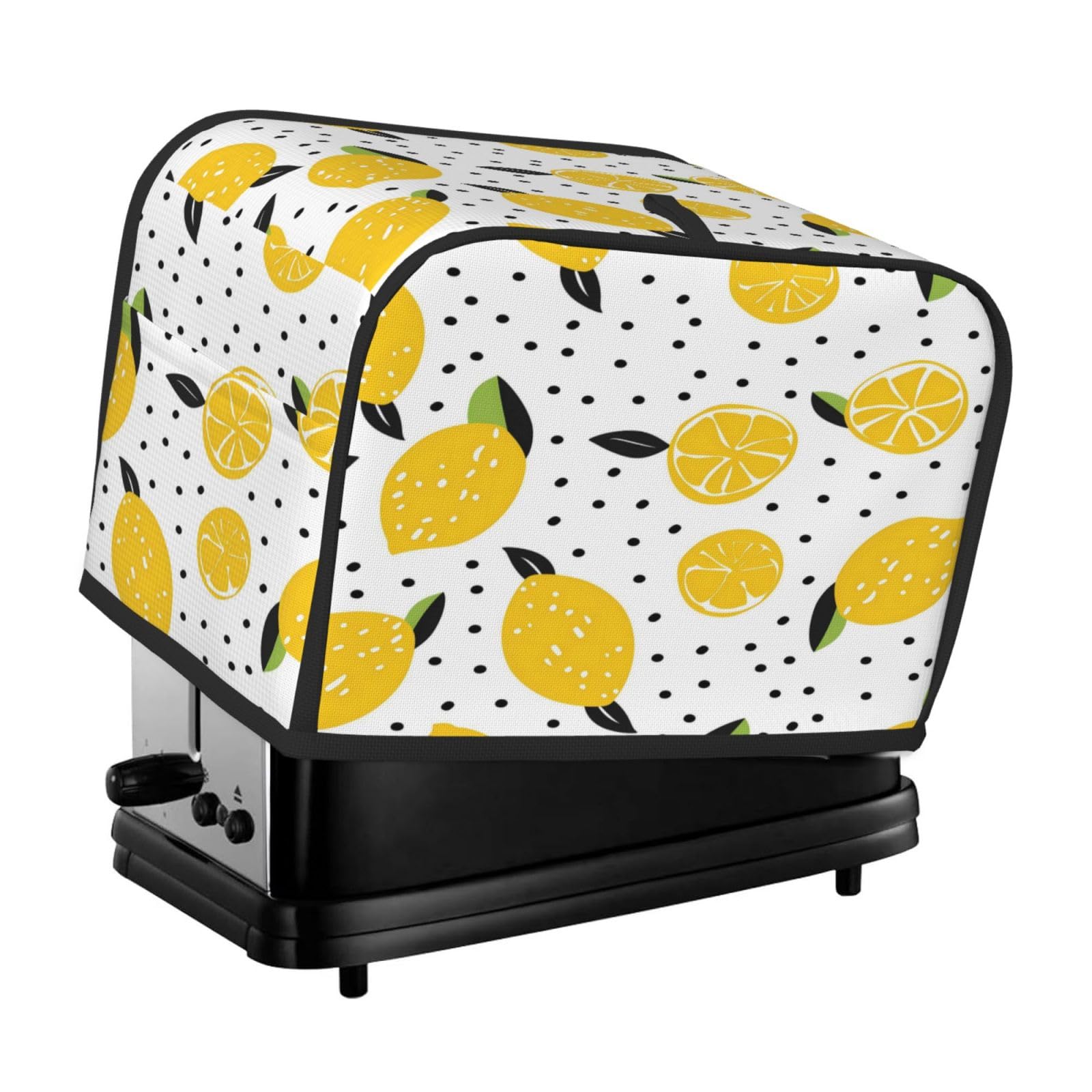 Cubierta para tostadora con patrón de limón amarillo, ranura ancha de 2 rebanadas, a prueba de polvo, impermeable, para electrodomésticos de cocina, con lazo para colgar, protector de
