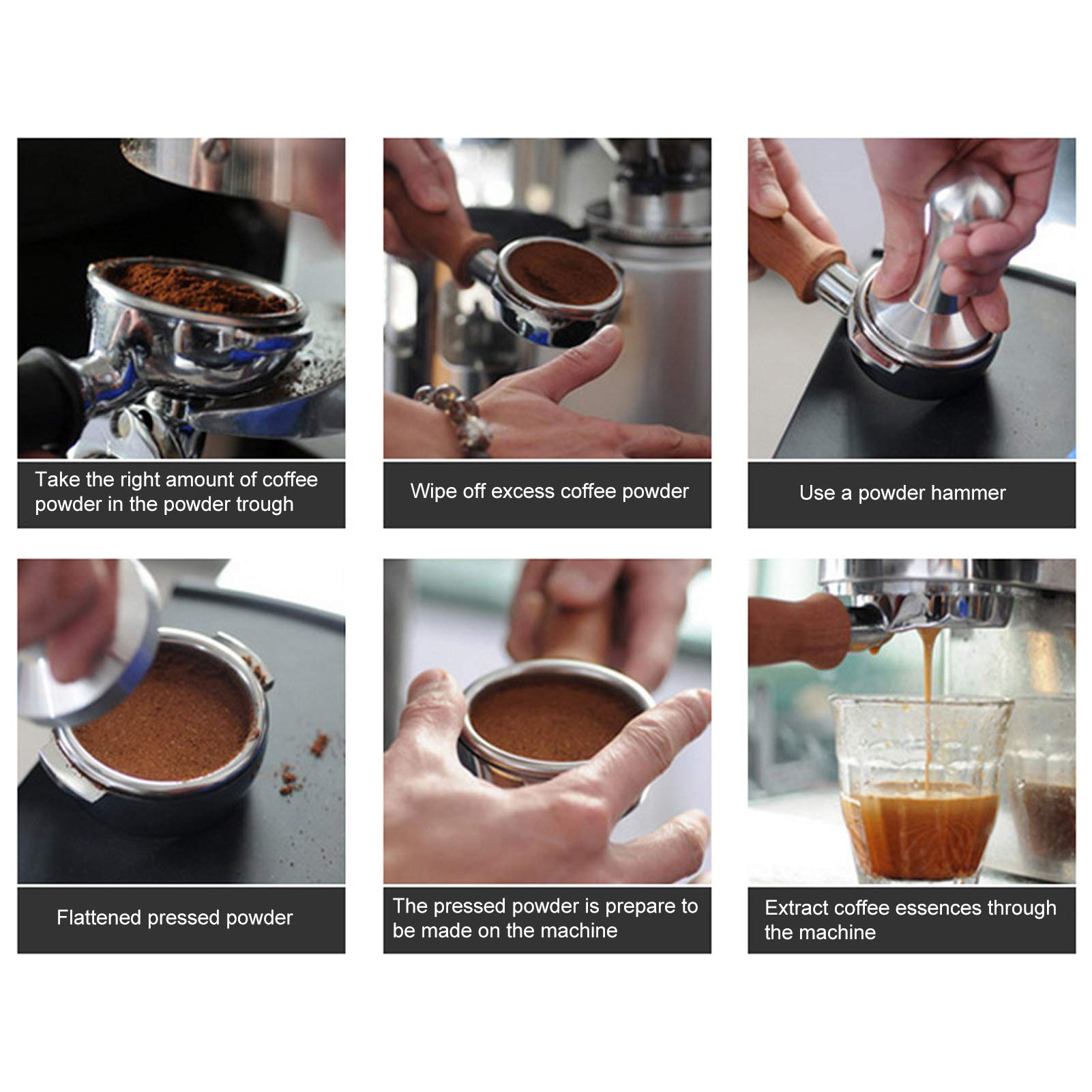 Coffee Tamper 58mm, Espresso Coffee Tamper Hammer Coffee Tamping Tool Calibrated Flat Tamper with Stainless Steel Base(Pink)