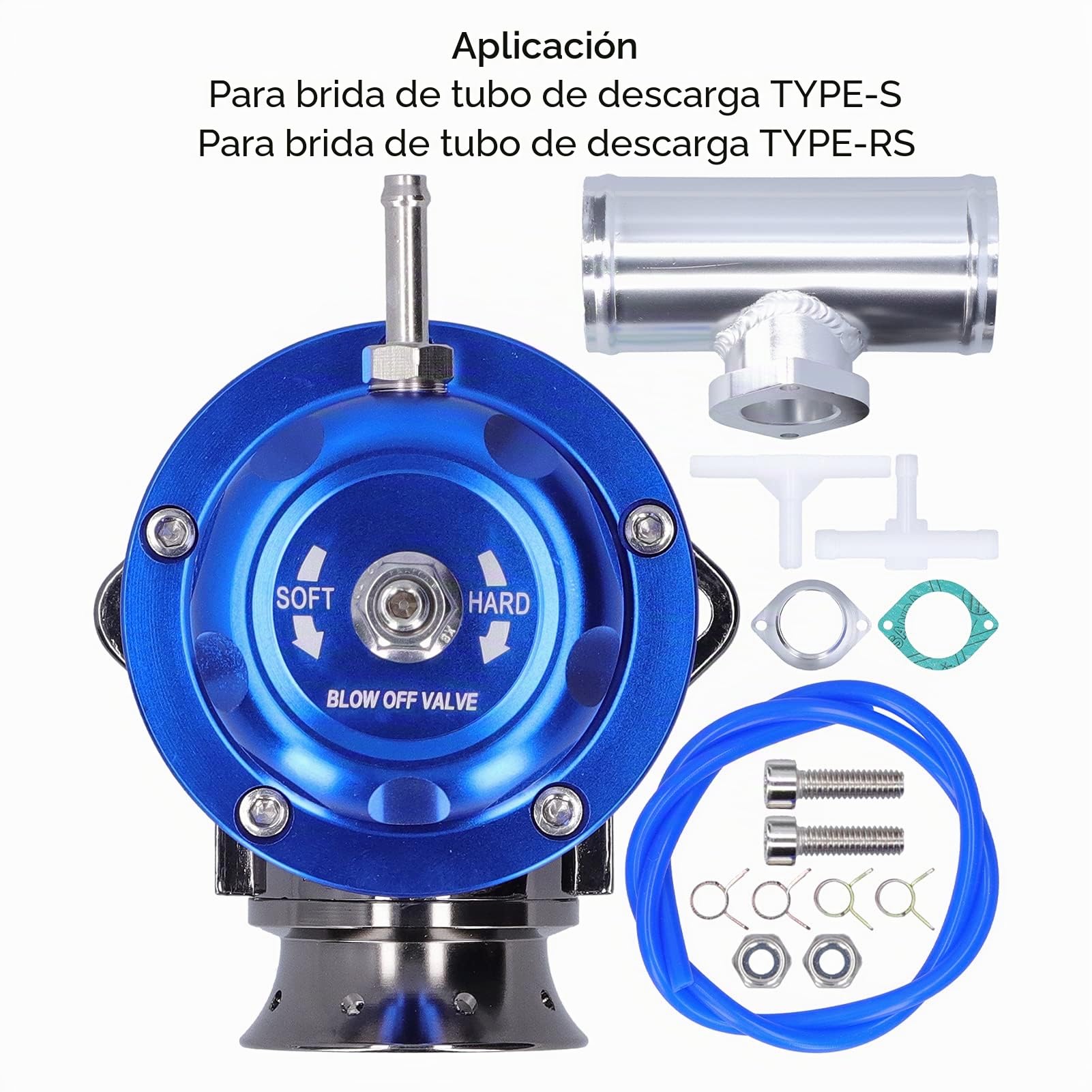 Válvula de soplado Turbo de palanquilla de aluminio de 2.5 "con brida de tubería tipo-RS universal SDD-BOVGRSBL FPG250(azul)