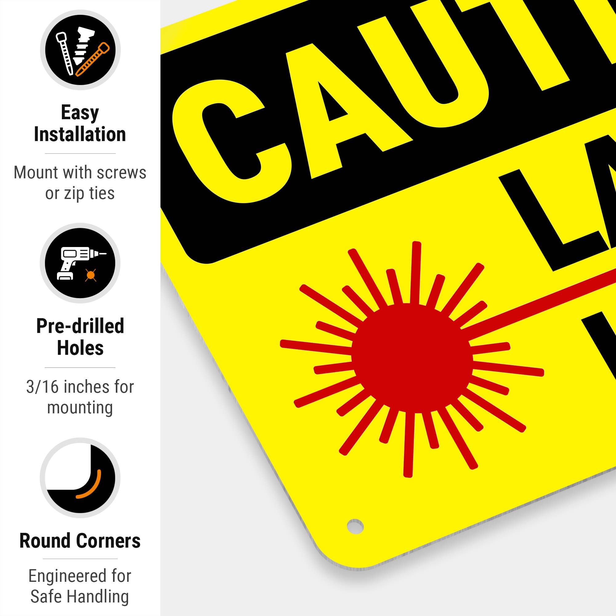 Laser in Use Sign, Caution Sign, — Amazon image 2