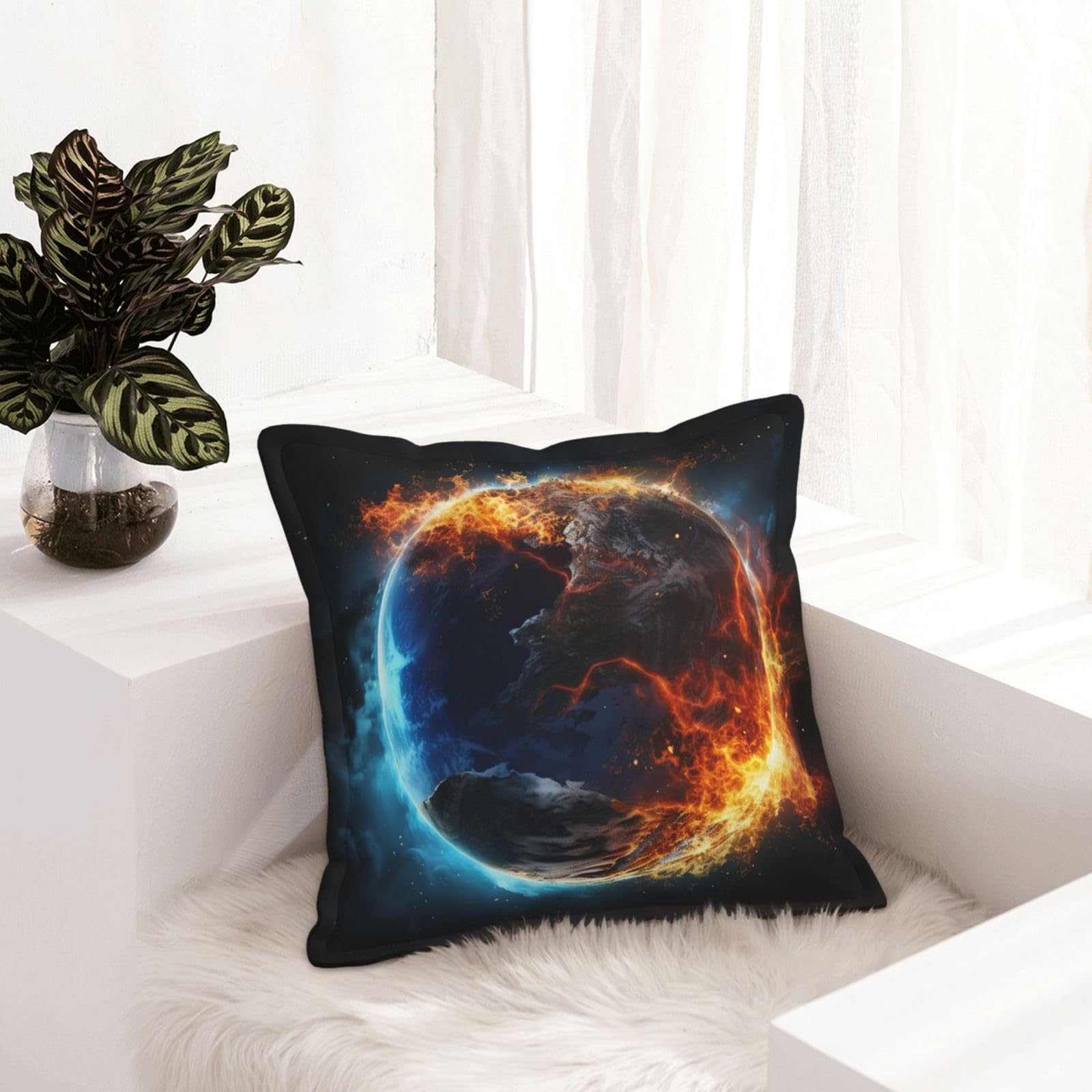 Housse de coussin moderne 45x45 décoration rustique canapé similicuir