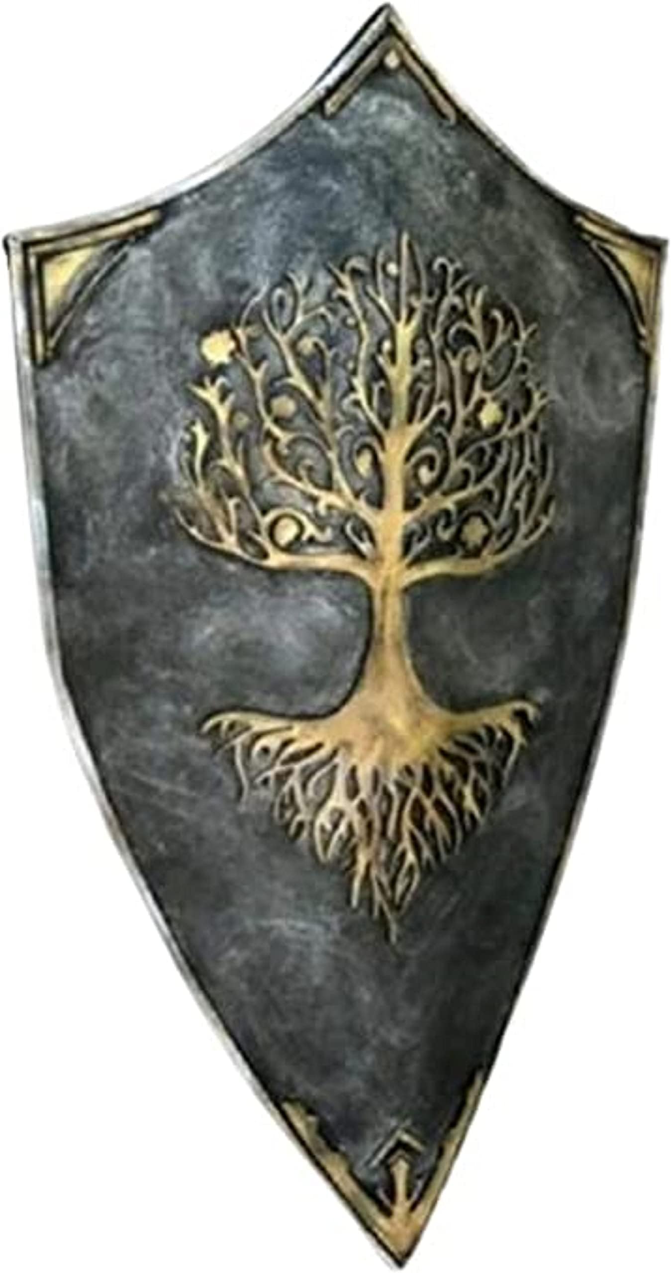 Medieval Knight Shield for Cosplay Valhalla Long Raven Authentic Viking Shield Vintage Collectable Wooden Viking Shield for Role-Play and Halloween by MS Craft Black