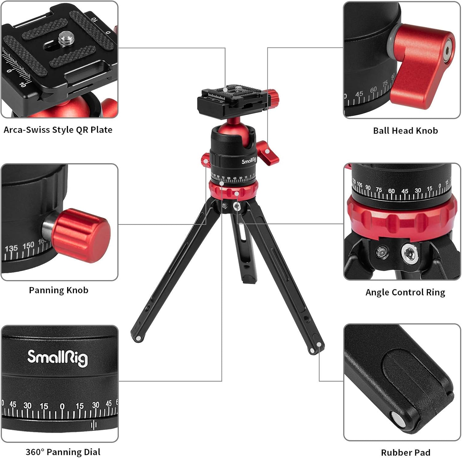 Get Cheap Price SmallRig Tripod for iPhone Desktop Mini Tripod - Aluminum Alloy 20 inches/ 50 cm with 360 Degree Ball Head, 1/4 inch Quick Shoe Plate for Vlogging DSLR Camera Video, Load up to 11 pounds