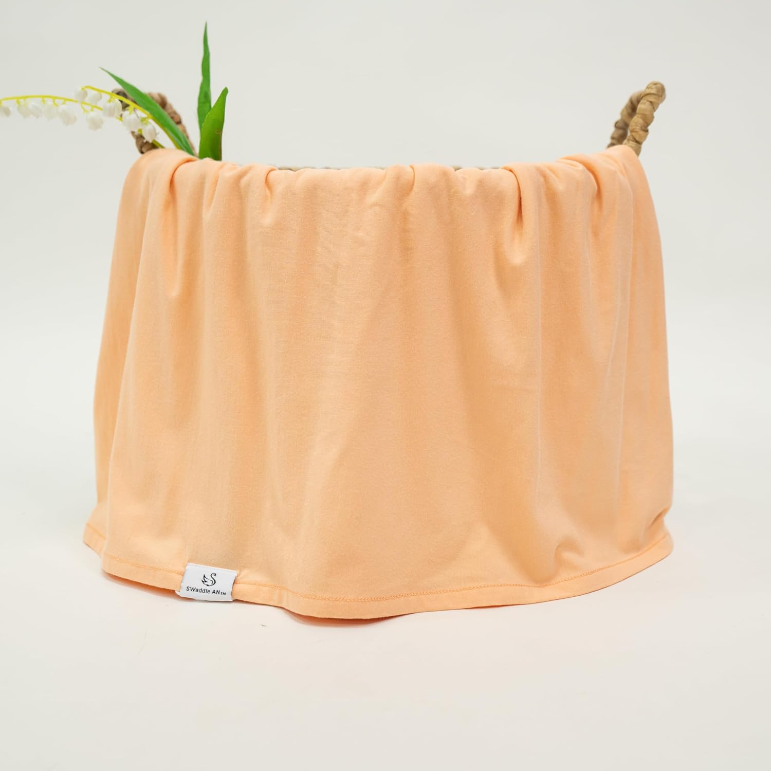 Baby Swaddle Blanket 46x46in – Soft Breathable Lightweight Stretchy Receiving Blanket for Unisex Newborn, Peach Fuzz