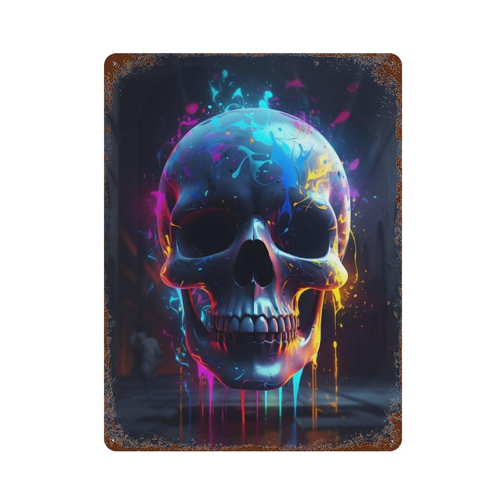 Leaking Skull 15.7"x11.8" Rusty Metal Tin Sign, Farmhouse Wall Decor for Office, Studio And Wall Decor
