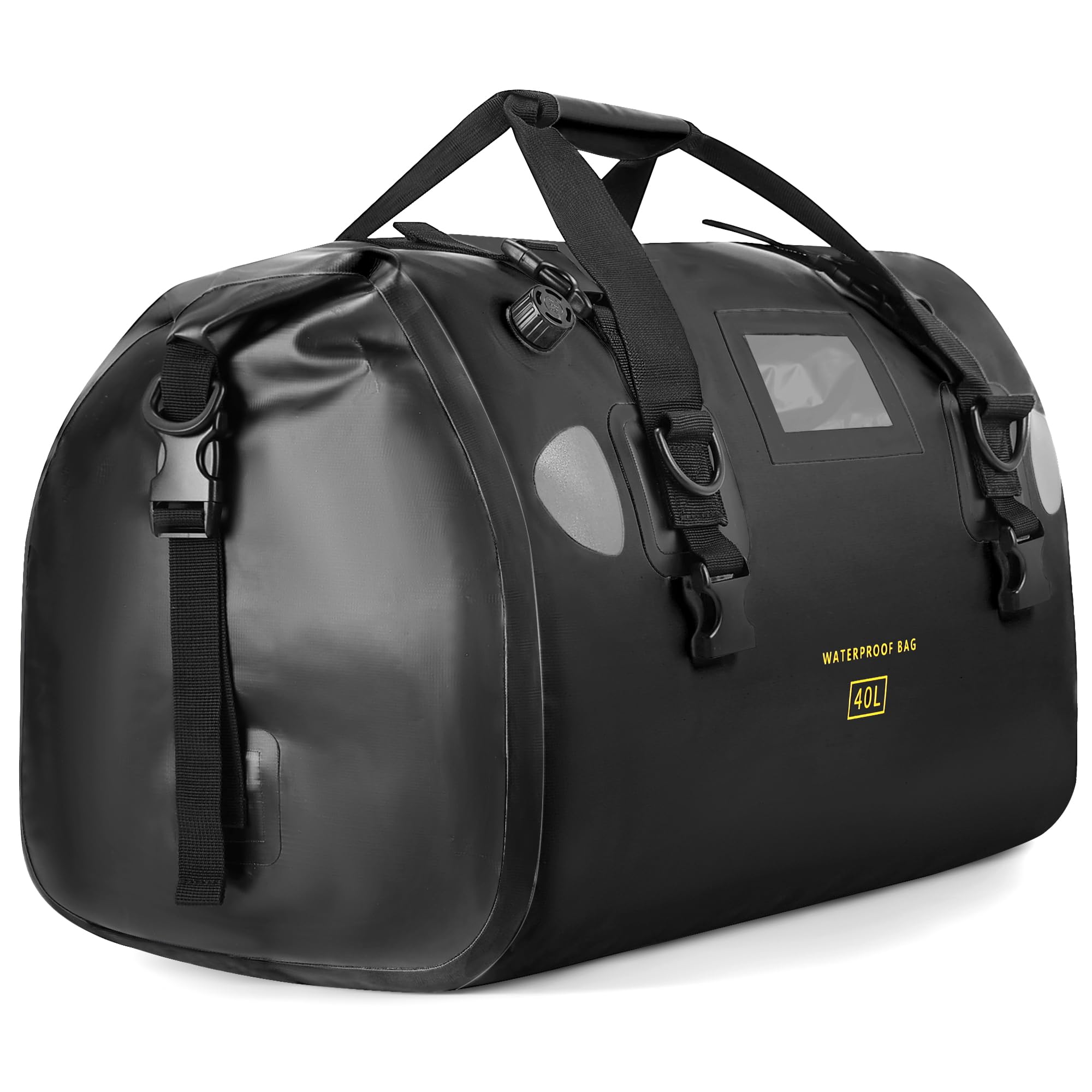 HOMIEE Bolsa trasera para motocicleta, 40 L, impermeable, bolsa grande con correas de cierre rápido, para turismo, camping, motociclismo, ciclismo, deportes acuáticos (negro)