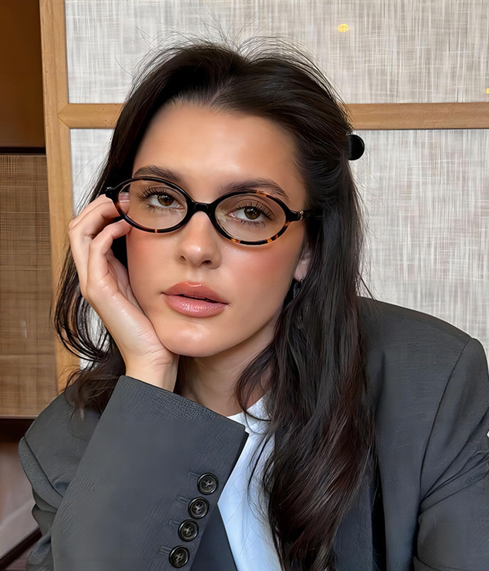 ZIMUSUN Fashion Oval Frame Glasses for Women Men Oval Lens Non-prescription Nerd Eyeglasses(A1 Tortoise)