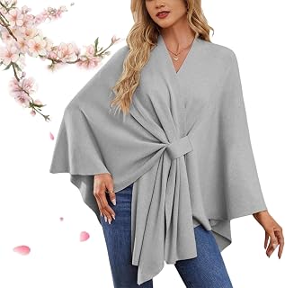 Simplifyleast Shawl Wrap, Simplifyleast Shawl, Omens Solid ColorShawl with Loop, Soft Open Front Poncho Sweater