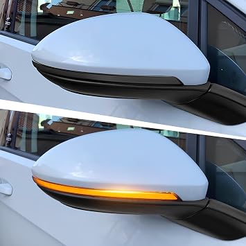 ضوء إشارة الانعطاف الديناميكي LED ضوء إشارة الانعطاف بمرآة الجناح مناسب لسيارة فولكس فاجن جولف Mk7 7.5 7 Gti R GTD ضوء مؤشر المرآة، ضوء أصفر 1 زوج