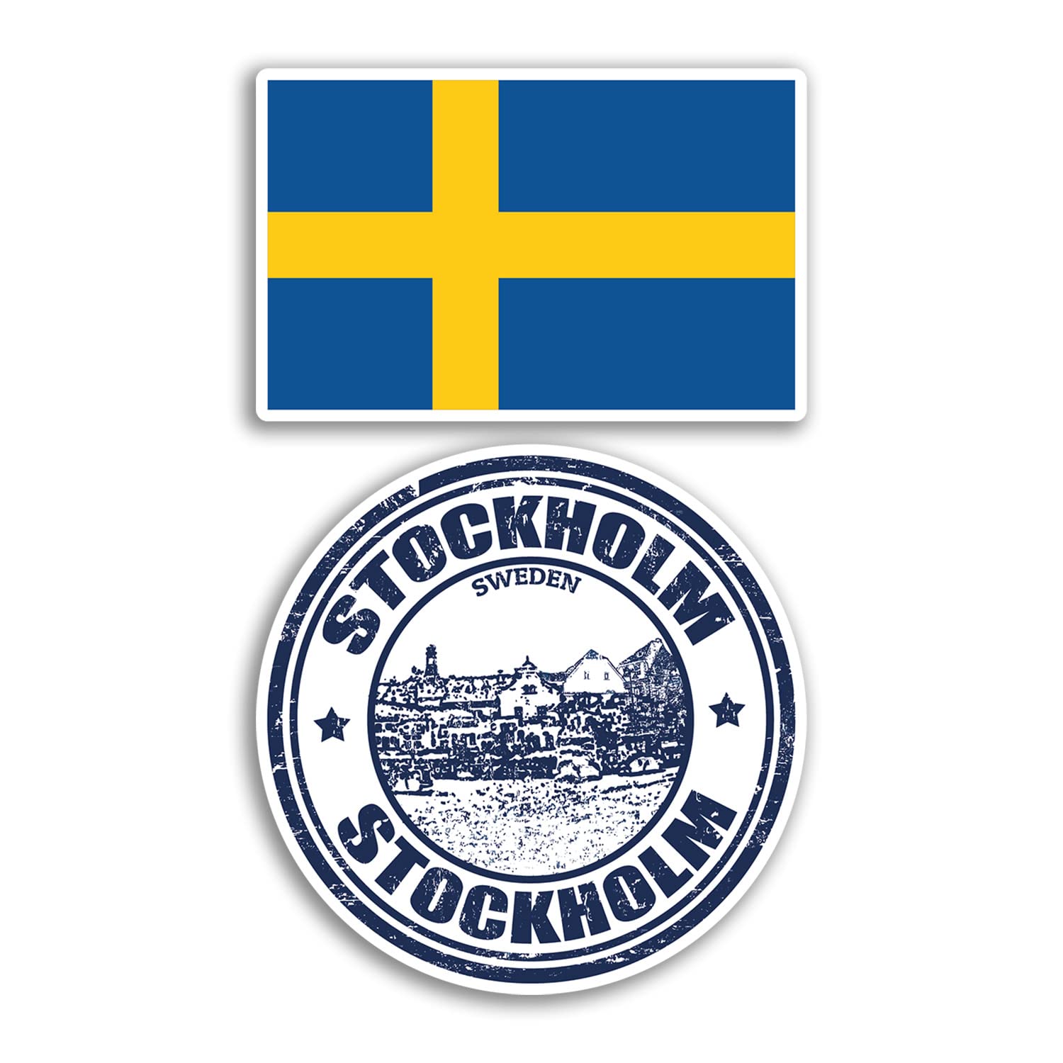 Dv Design Multi 2 X 10Cm Wide Stockholm Vinyl Stickers - Sweden Swedish Holiday Travel Gift #78552