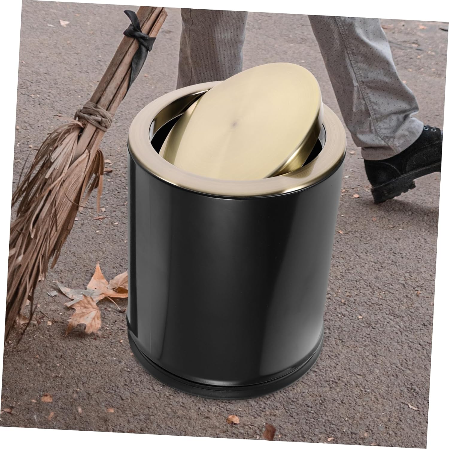 Stainless Steel Swing Lid Trash Can Cover Flap Lid for Kitchen Bathroom Office Space-saving Easy to Clean Practical Use