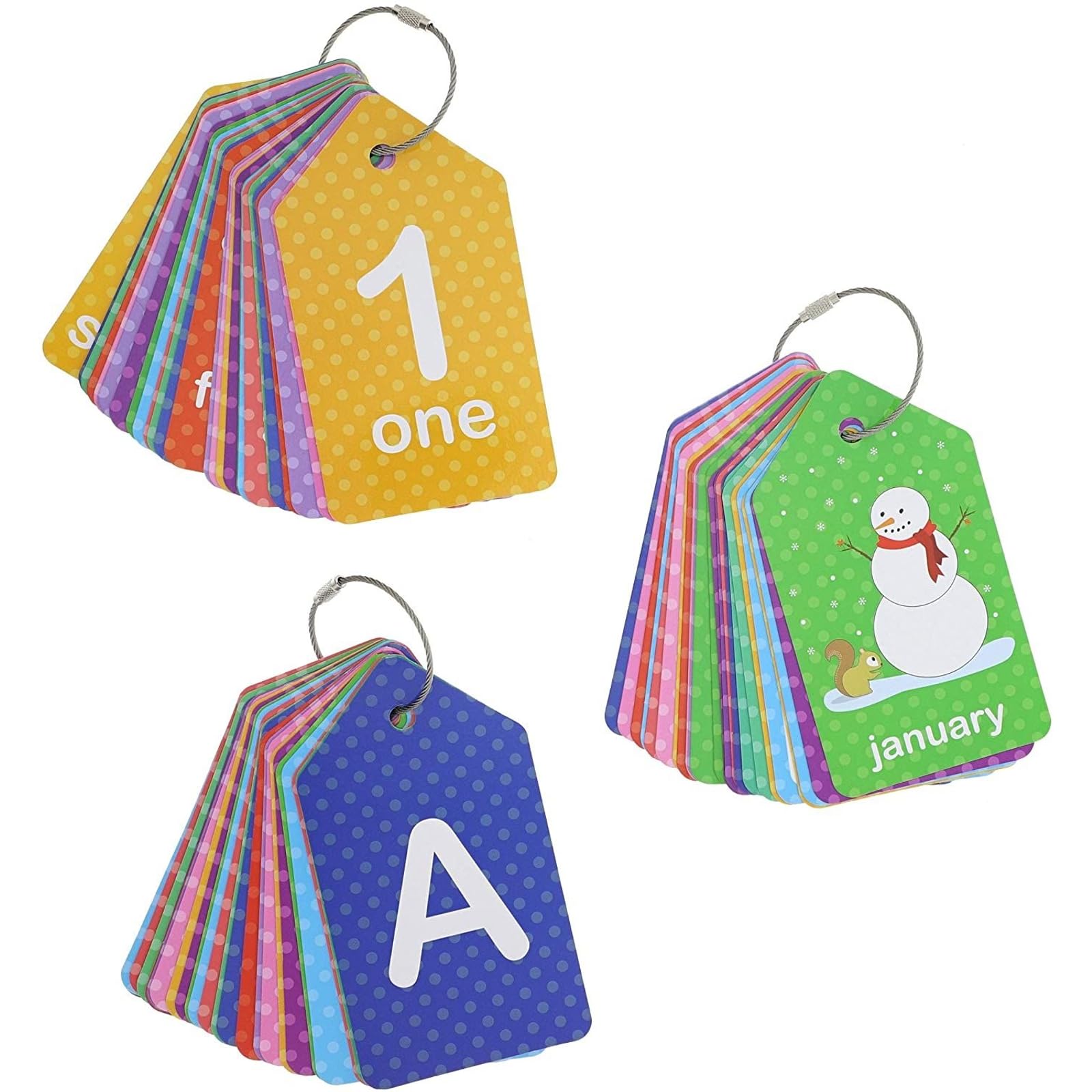 Bright Creations 3er-Pack Lernkarten für erste Wörter (Alphabet und Zahlen) für Kleinkinder und Vorschüler.